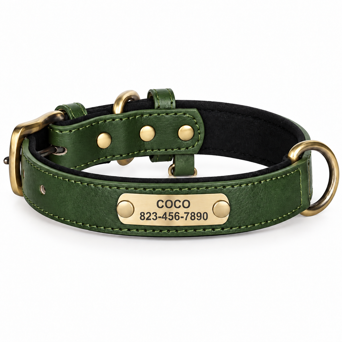 Personalised Leather Dog Collar with Engraved Nameplate