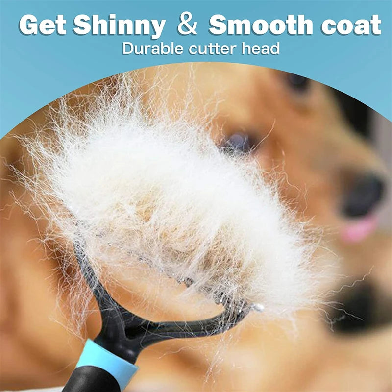 Professional Pet Deshedding Brush — Double Sided Dematting Rake and Undercoat Comb for Dogs and Cats, Stainless Steel Grooming Tool for Shedding and Tangles