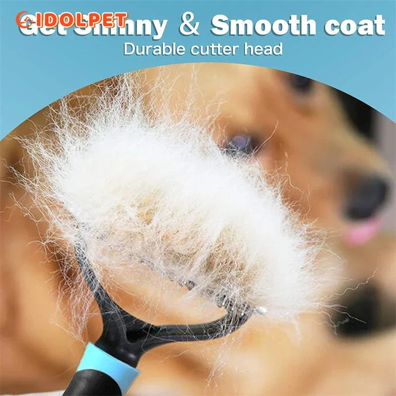 Professional Pet Deshedding Brush — Double Sided Dematting Rake and Undercoat Comb for Dogs and Cats, Stainless Steel Grooming Tool for Shedding and Tangles