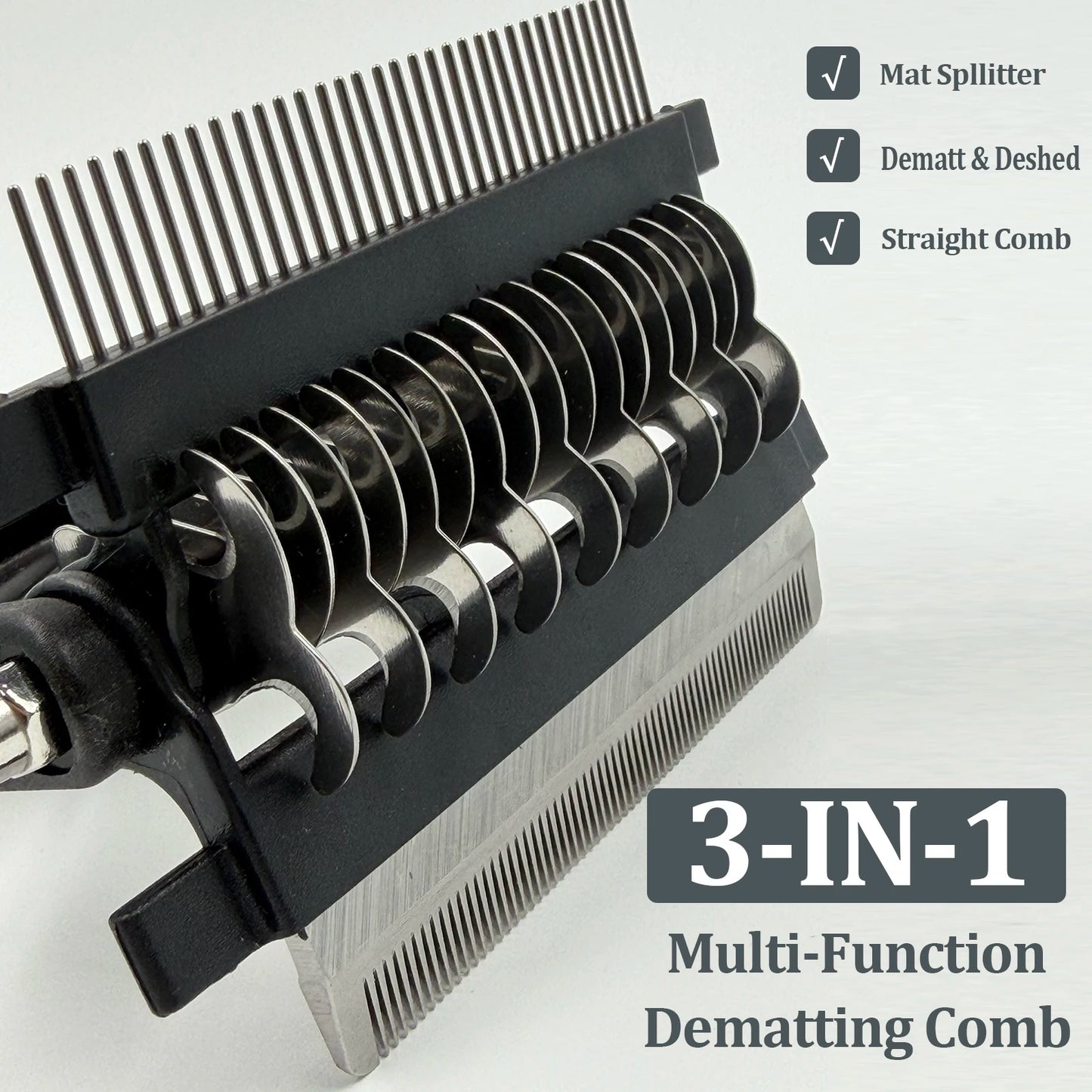 3-in-1 Deshedding Brush for Dogs & Cats — Removes Loose Undercoat, Cuts Mats and Knots